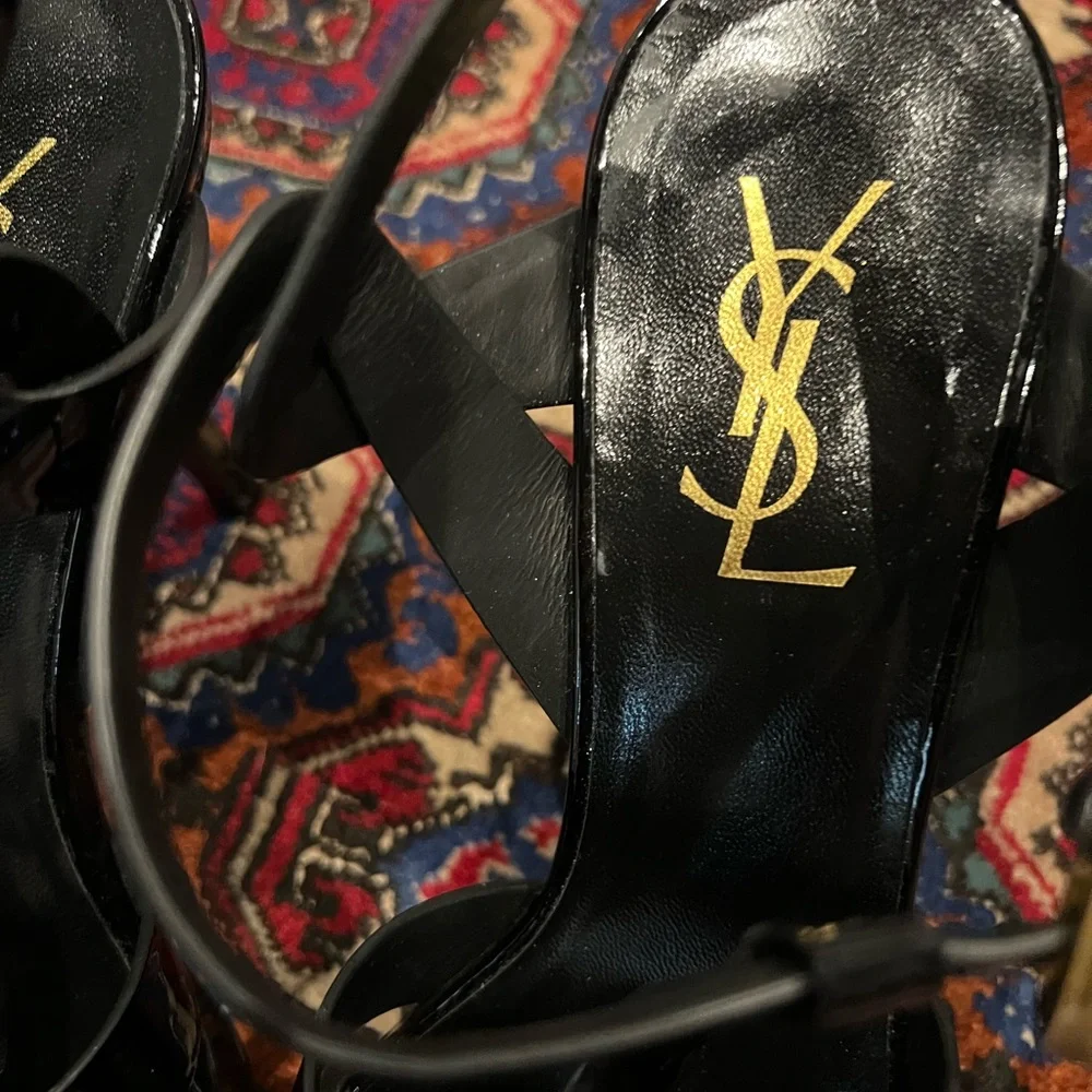 Saint Laurent Tribute Platform Sandals in Patent Leather - Picture 8 of 12